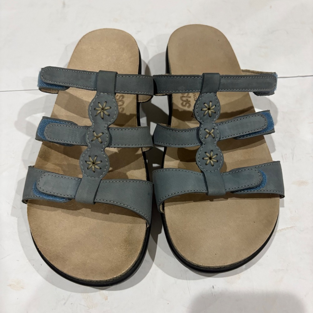 SAS Tripad Comfort Women 8.5 M Blue Grey Leather Adjustable Strap Sandals USA